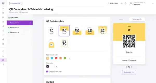 Improved QR Code Menu