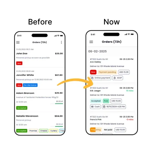 Order Management in Mobile App