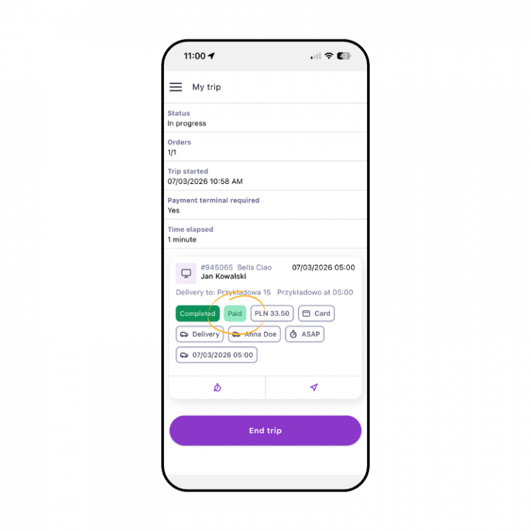 Mark orders as paid in the Driver App