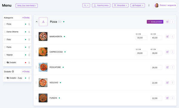 Nowy edytor menu