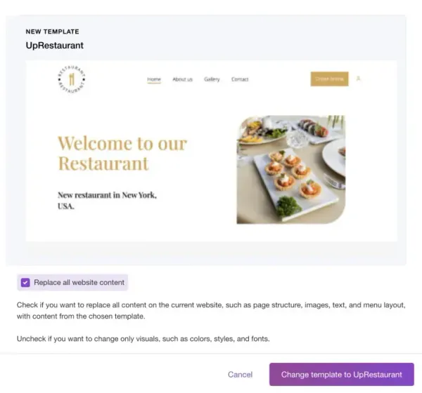 One-Click Website Template Swap